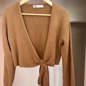Zara ladies copped long sleeved brown wrap